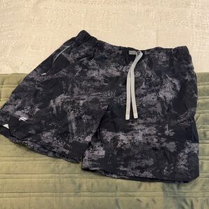 Fabletics Black and Gray Patterned Swim Shorts